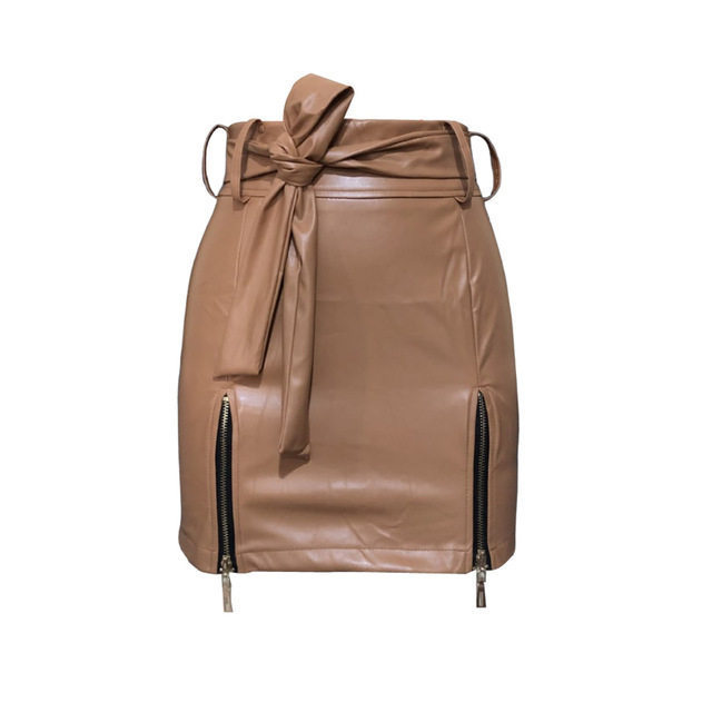 Women’s Bandage PU Leather Mini Skirt | Sexy High Waist Short Skirt for Ladies Ooho