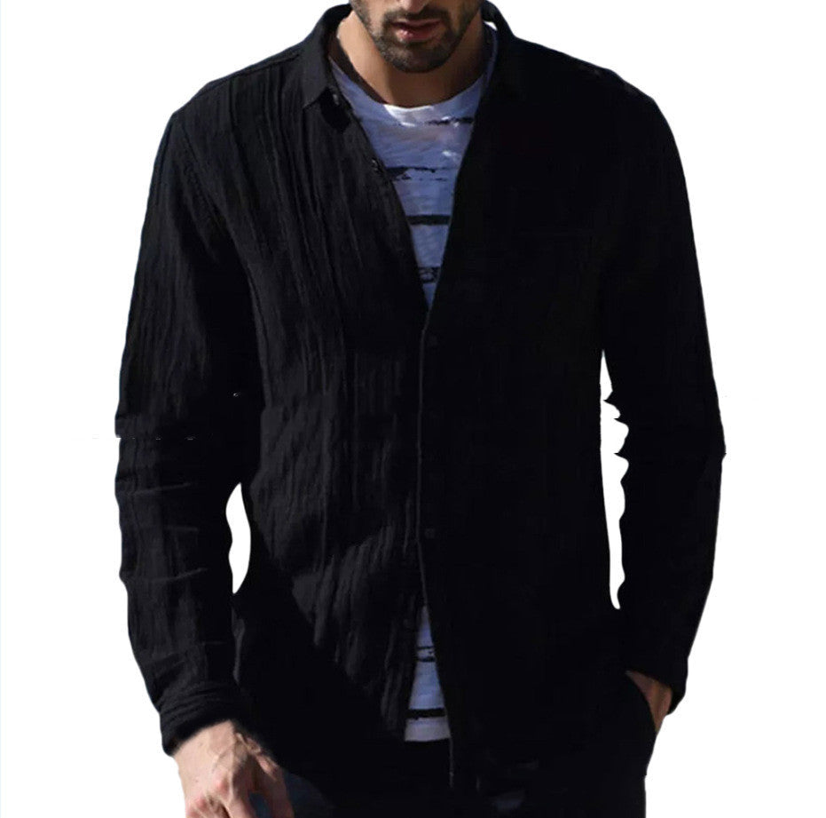 Cotton Cardigan Long Sleeve Shirt For Men Ooho