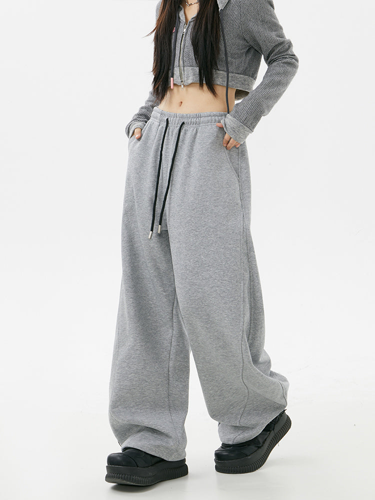 Women’s Gray Draped Sweatpants | Casual Loose Fit Athletic Jogger Pants Ooho