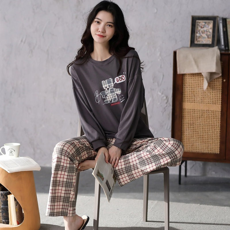 Pajamas Set Women Cute Cartoon Print Sleepwear 2 Piece Lounge Sets Ooho