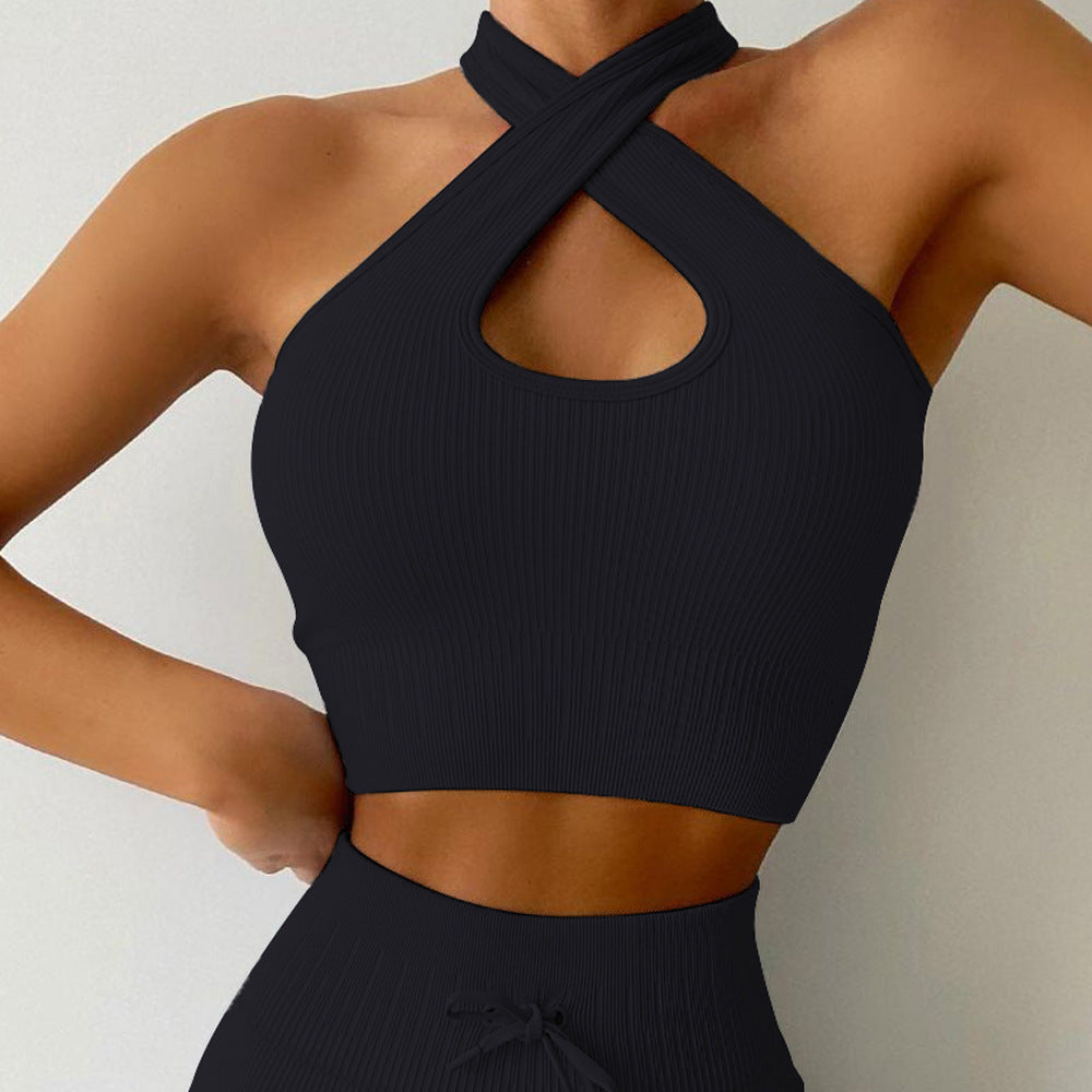 Drawstring Cross Sports Bra Vest For Women Ooho