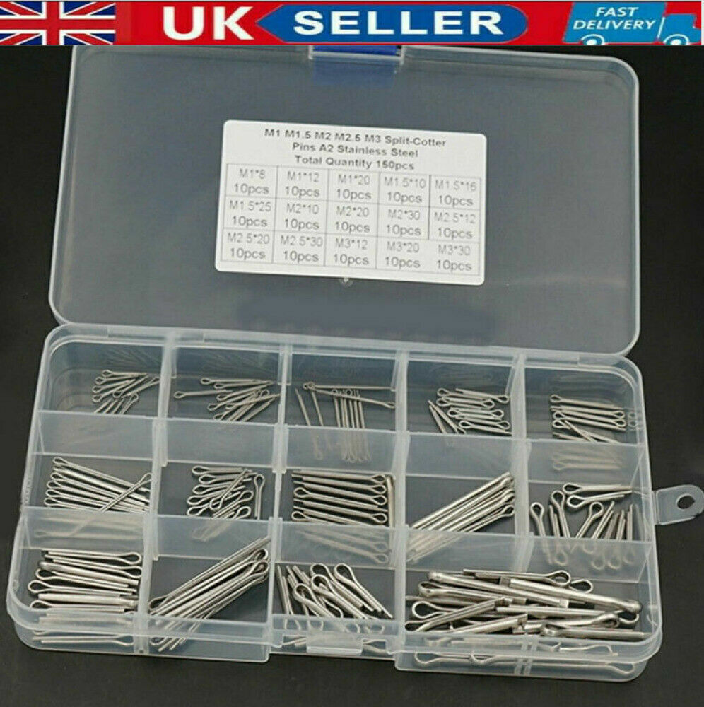 UK 150Pcs Split-Pins Split Cotter Pins Stainless Steel A2 Marine Grade 304