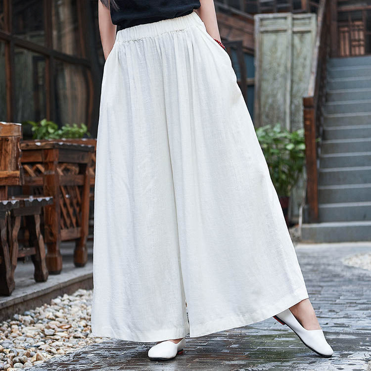 Women’s Linen Stone Washed Slim Fit Travel Culottes | Yoga Lounge Pants Ooho