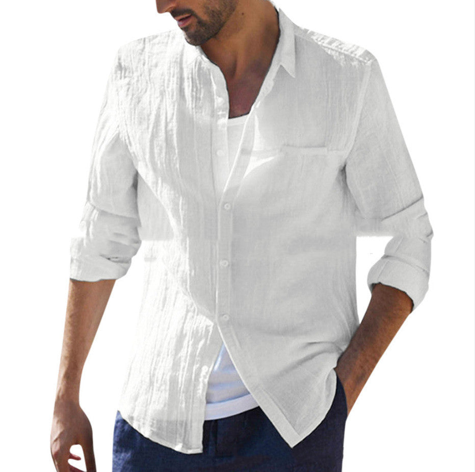 Cotton Cardigan Long Sleeve Shirt For Men Ooho