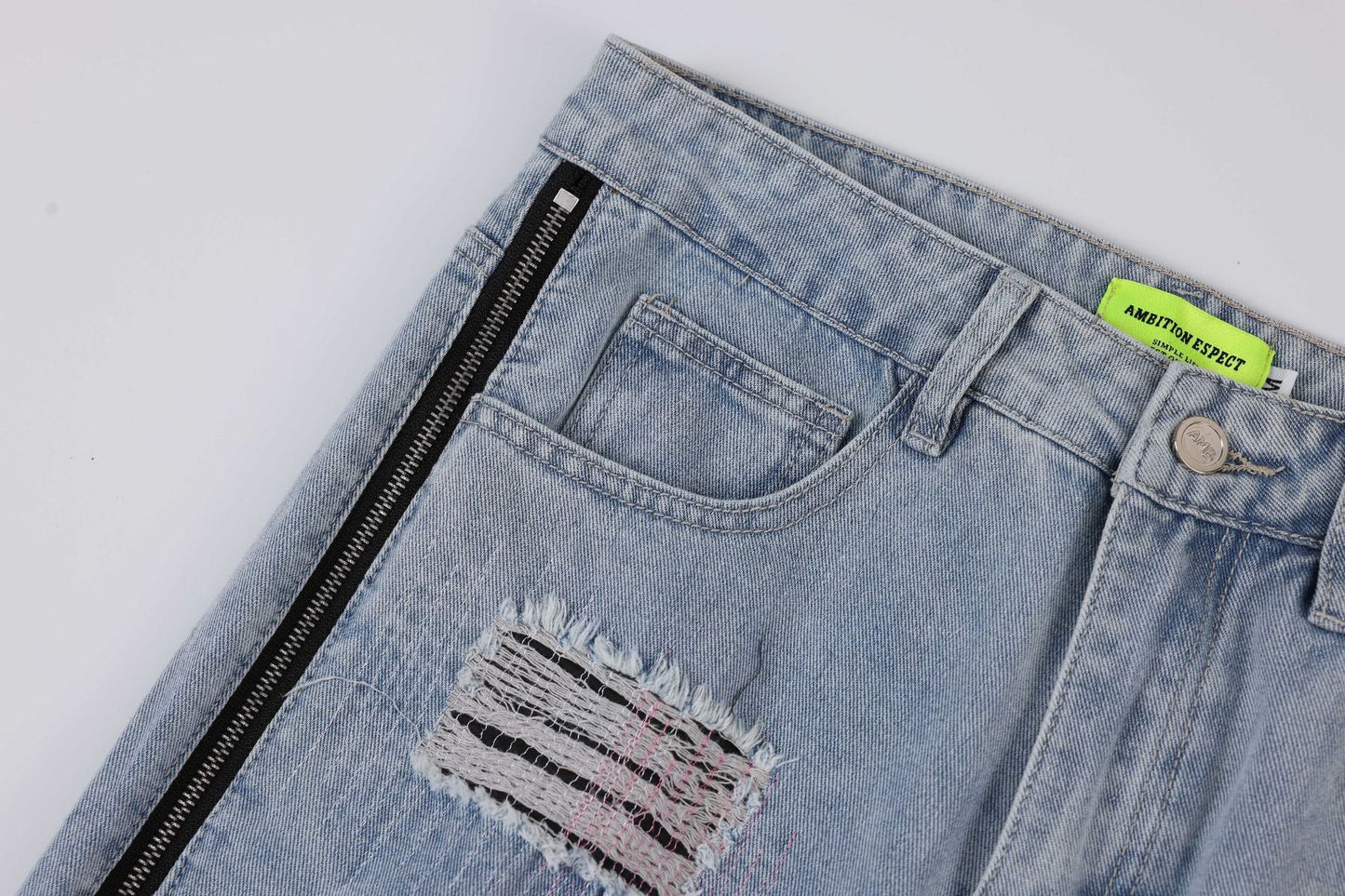American Street Style Retro Tattered Washed Jeans | Vintage Distressed Denim for Women Ooho