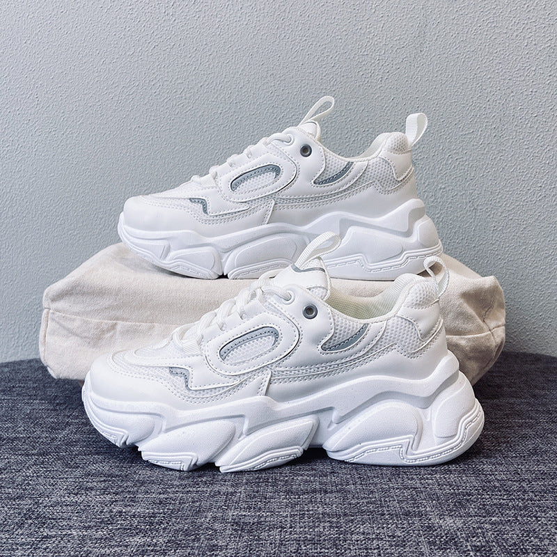 Women Sneakers Fashion Mesh Chunky Sneakers Casual Shoes Summer Comfortable Thick Sole White Dad Shoes Ooho