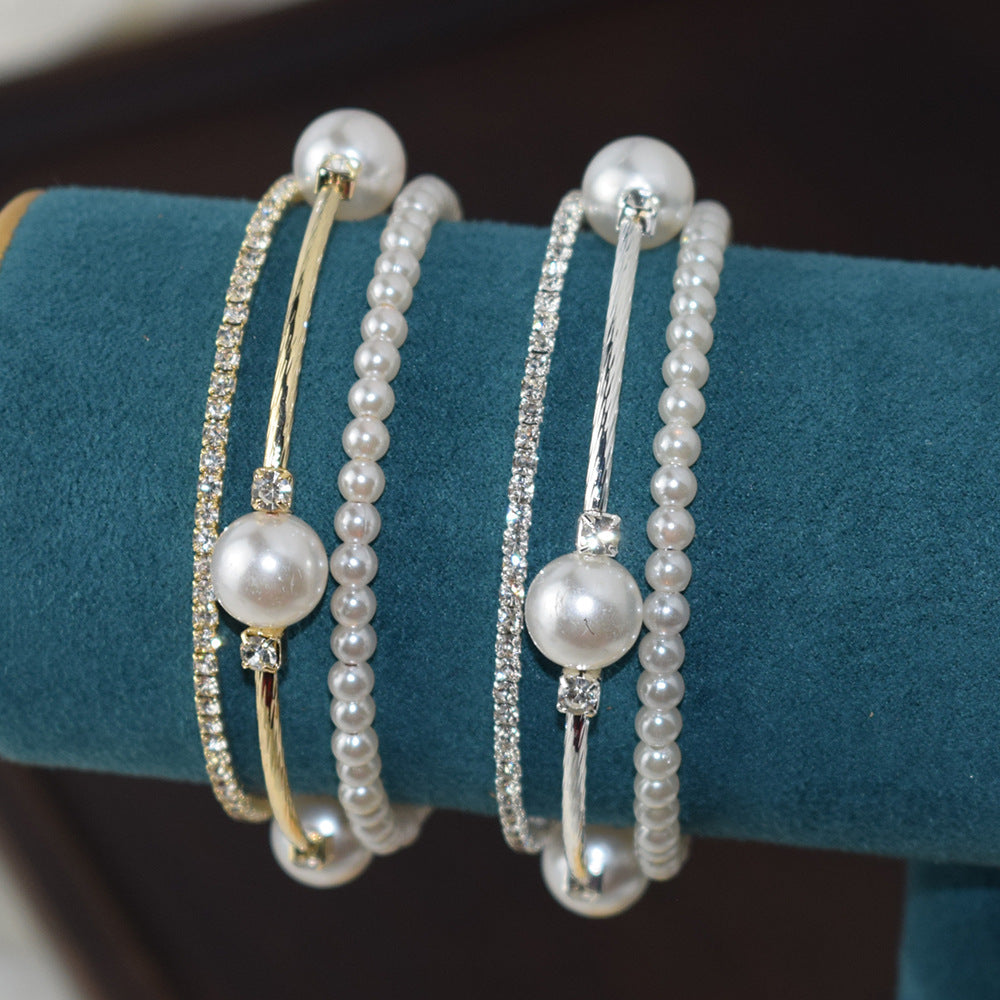 Simple Pearl Rhinestone Bracelet For Women Ooho