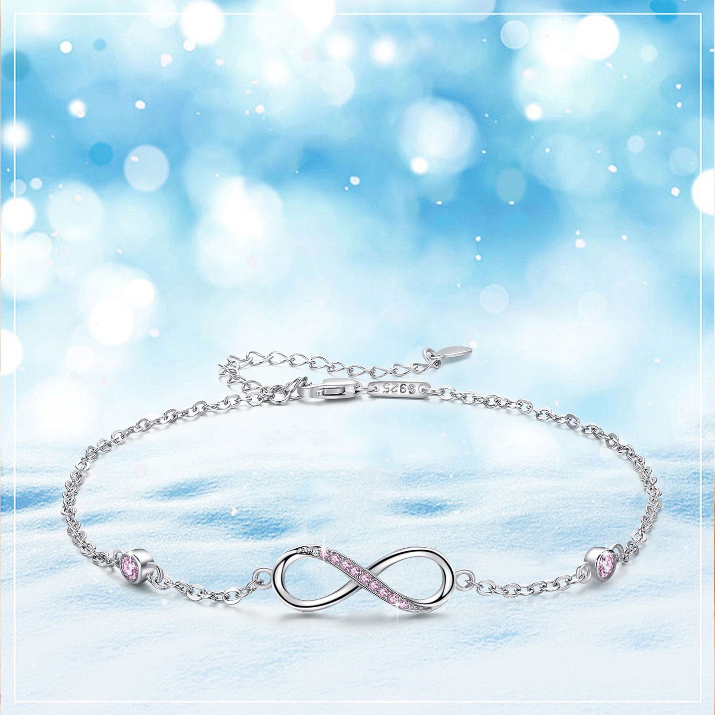 Sterling Silver Endless Love Symbol Anklet Charm Adjustable Chain Anklets For Women Ooho