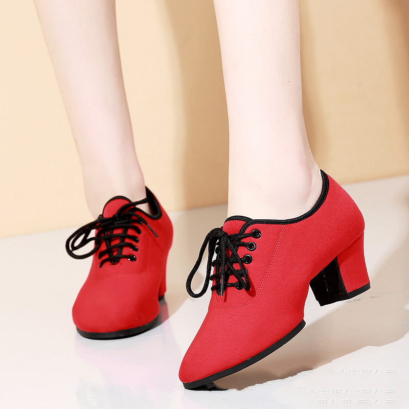 Charm Charm Latin Dance Women's Mid Heel Soft Bottom Oxford Cloth Dancing Shoes Ooho