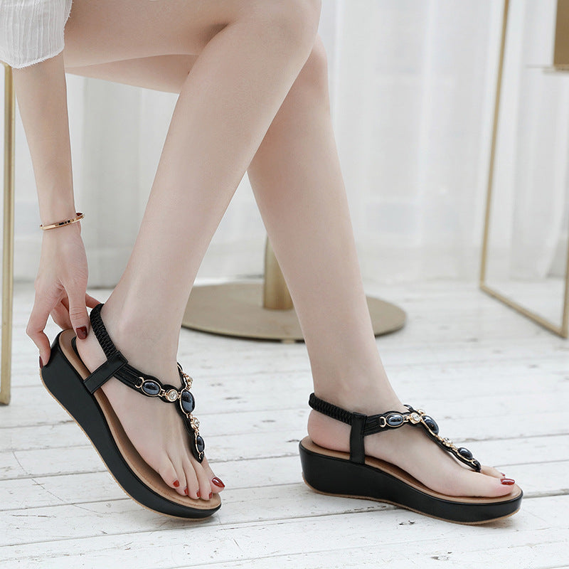 Ladies Wedge Plus Size Flip Flop Sandals Ooho