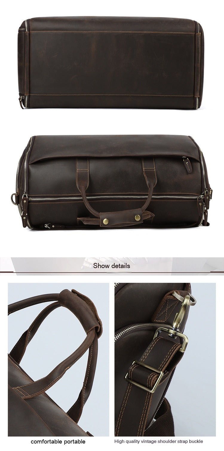 Large Capacity Retro Men Fitness Foldable Luggage Bag Ooho