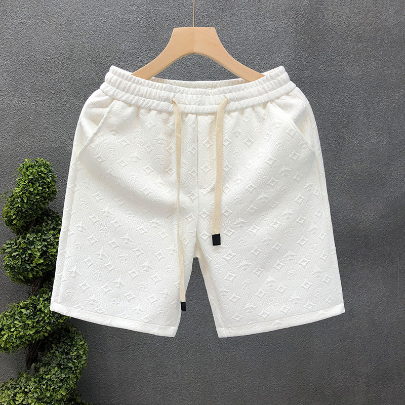 White Jacquard Shorts For Men Shorts Ooho