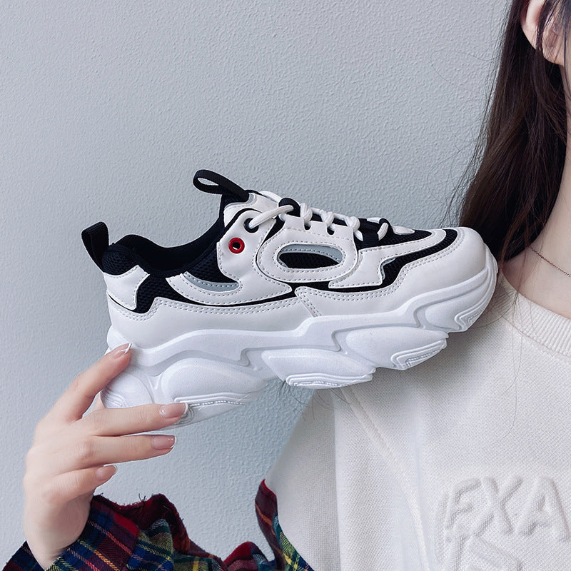 Women Sneakers Fashion Mesh Chunky Sneakers Casual Shoes Summer Comfortable Thick Sole White Dad Shoes Ooho