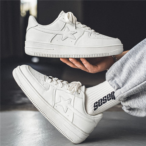 Thick Soled White Casual Sneakers For Men Ooho