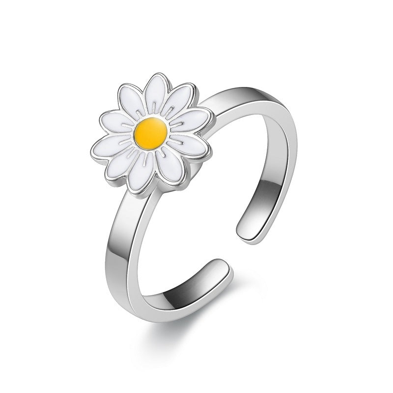 Turnable Rings Eyes Flowers Anxiety Rings For Women Fidget Spinner Ring Jewelry Ooho