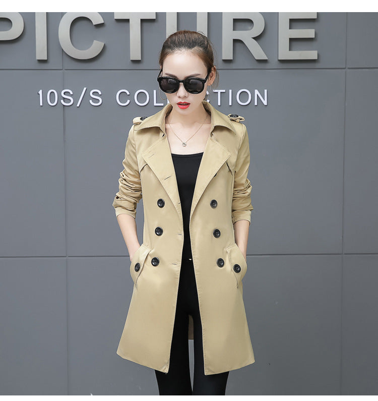 Slim Women’s Plus Size Mid-Length Trench Coat – Stylish & Comfortable Outerwear Ooho