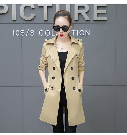 Slim Women’s Plus Size Mid-Length Trench Coat – Stylish & Comfortable Outerwear Ooho
