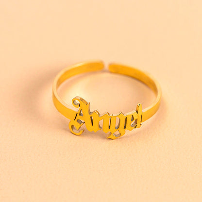 Gold Letter Angel Adjustable Rings For Women Ooho