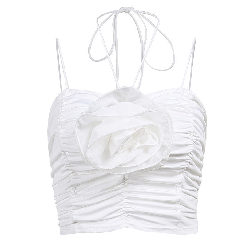 Camisole Pleated Three-dimensional Flower Top For Women Ooho