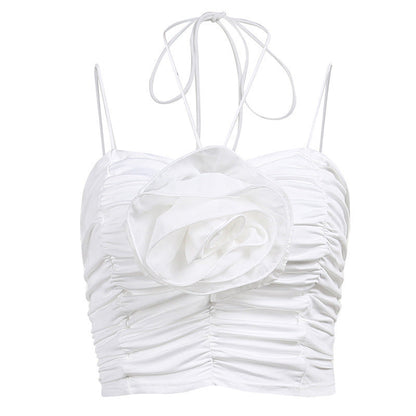 Camisole Pleated Three-dimensional Flower Top For Women Ooho