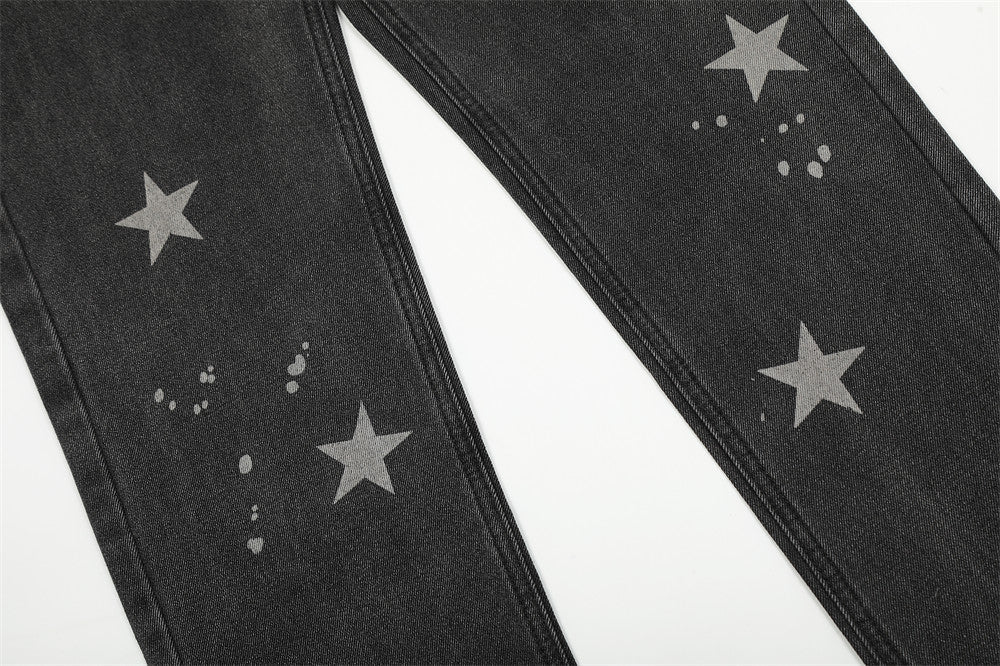 XINGX Printed Straight Jeans For Men Ooho