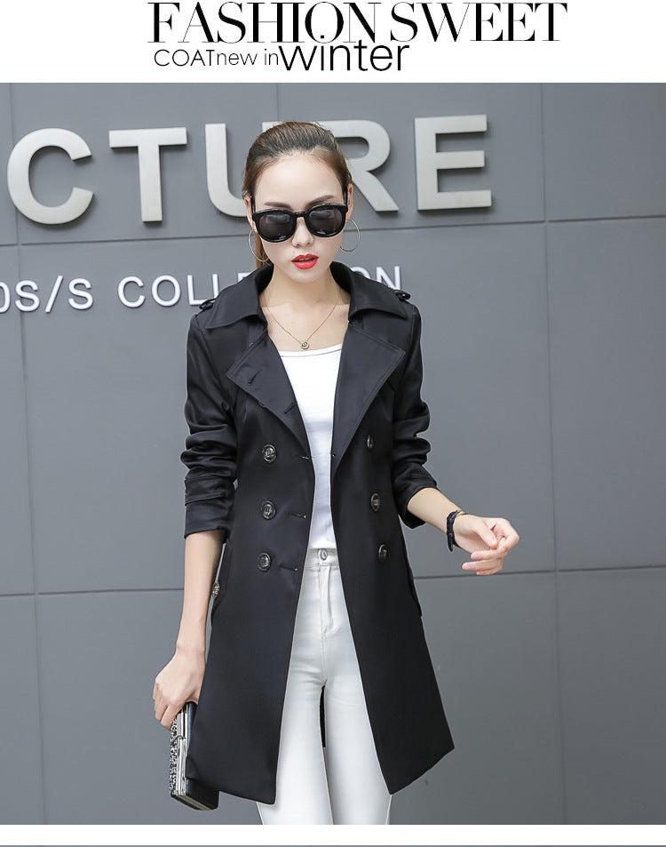 Slim Women’s Plus Size Mid-Length Trench Coat – Stylish & Comfortable Outerwear Ooho