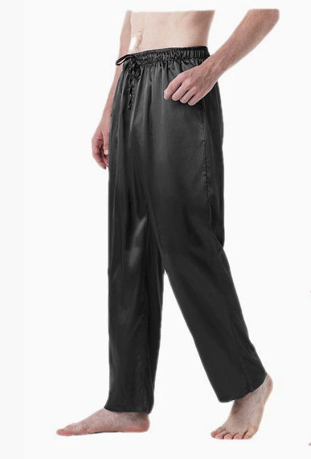 Men's Pure Color Silk Pajama Pants Ooho