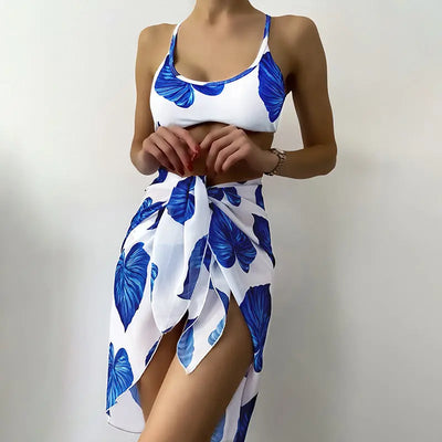 Bikini Printed Three-piece Set Swimsuit For Women Ooho