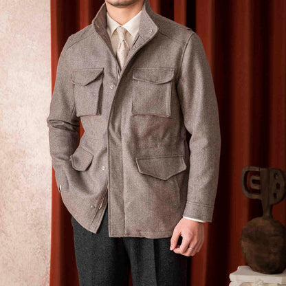 Wool Safari Jacket Jacket Casual Slim Jacket Men Ooho