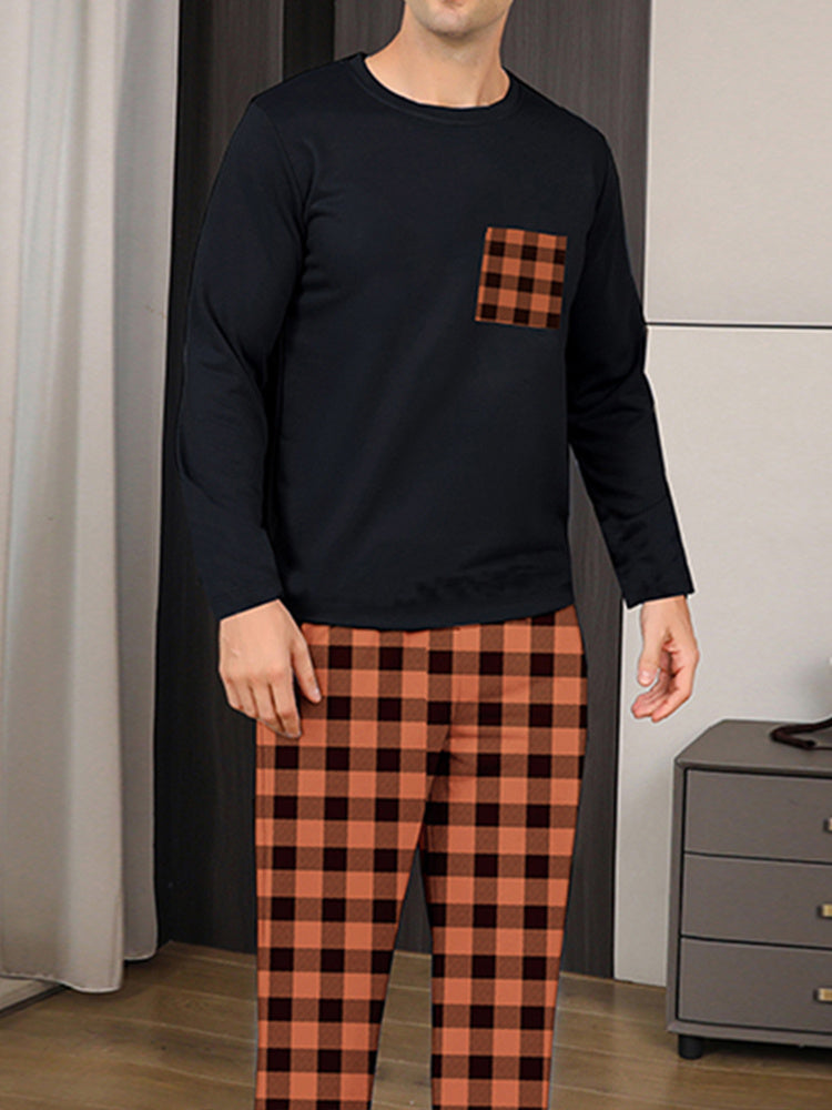 Ice Silk Long Sleeve Long Pants Men's Pajama Set Ooho