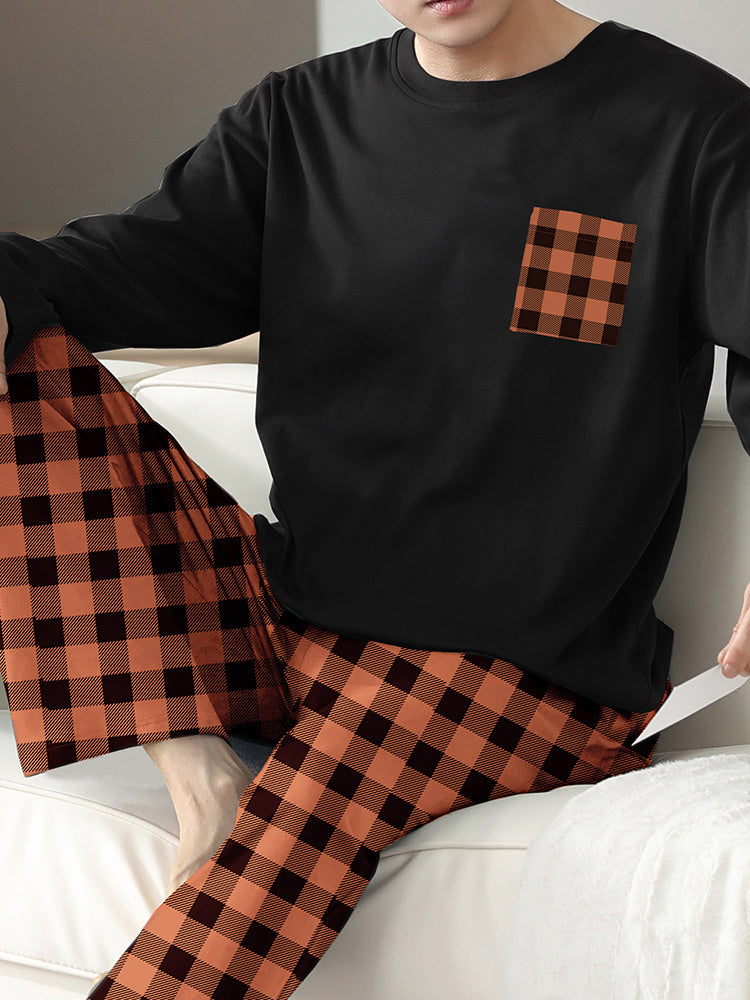 Ice Silk Long Sleeve Long Pants Men's Pajama Set Ooho
