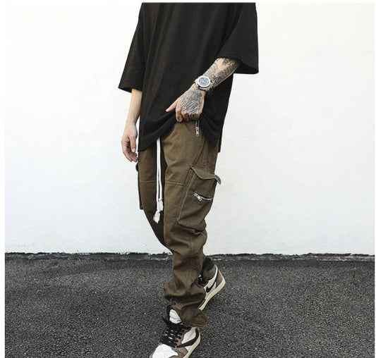Men Drawstring Side Pocket Cargo Pants Ooho