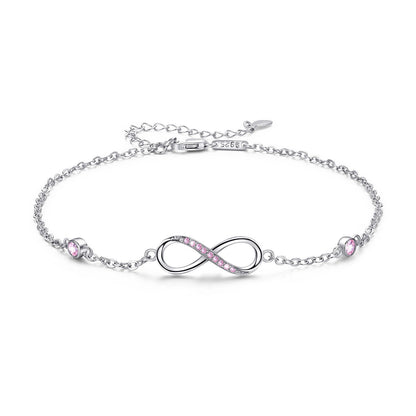 Sterling Silver Endless Love Symbol Anklet Charm Adjustable Chain Anklets For Women Ooho