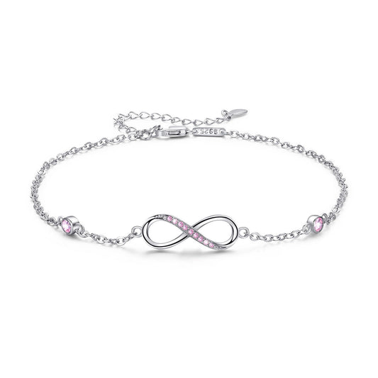 Sterling Silver Endless Love Symbol Anklet Charm Adjustable Chain Anklets For Women Ooho