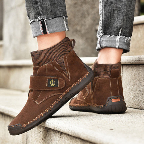 Velcro Shoes Men Ankle Boots Winter Sock Trainer Boots High Quality Ooho
