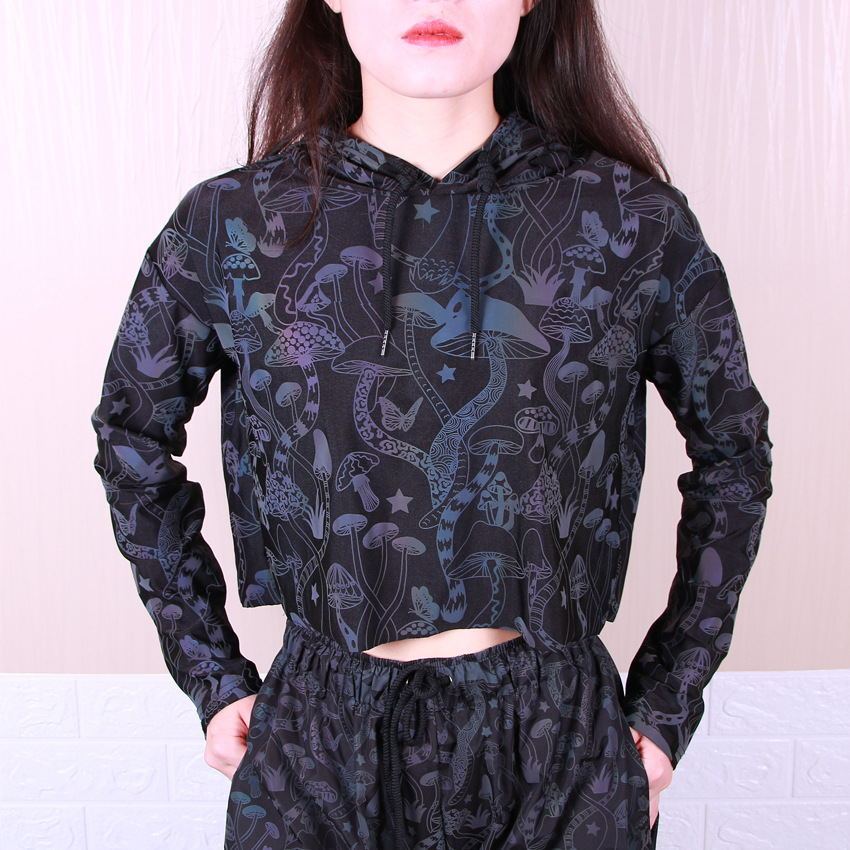 New Mushroom Reflective Hoodies Women Ooho