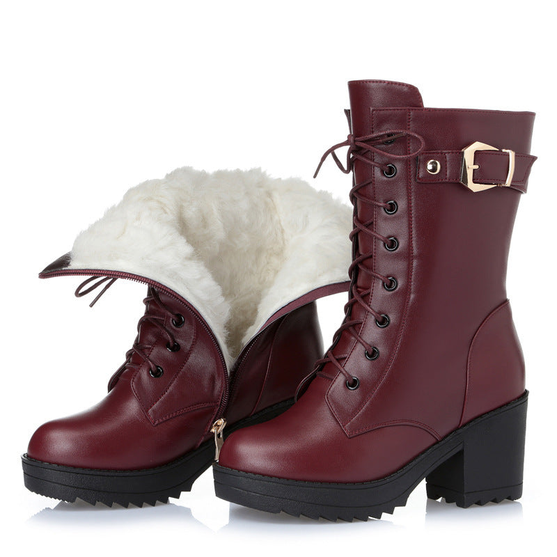 Leather Martin boots women cotton boots Ooho