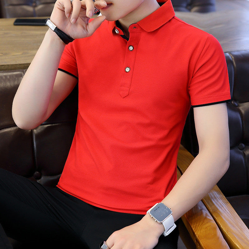Polo Shirt For Men Casual Short Sleeve Polo Shirts Patchwork Turn-down Collar Zipper T-Shirt Summer Men Shirt Tops Ooho