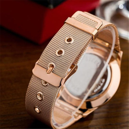 Fashion Alloy Belt Mesh Watch Unisex women's watches Minimalist Style Quartz Watch relogio feminino saat Watches for women Ooho