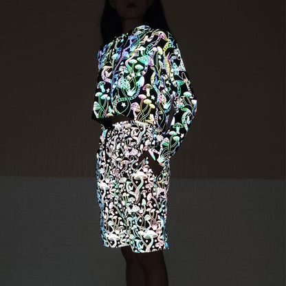 New Mushroom Reflective Hoodies Women Ooho