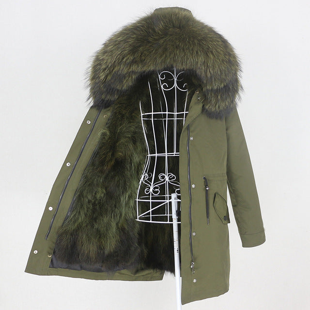 Women's Winter Real Fur Parka – Long Natural Fur Lined Warm Jacket Ooho