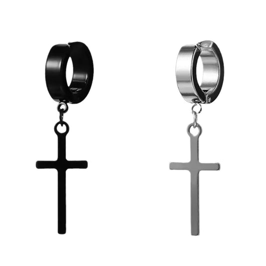 Cross Stud Earrings Male European Hip Hop Ooho