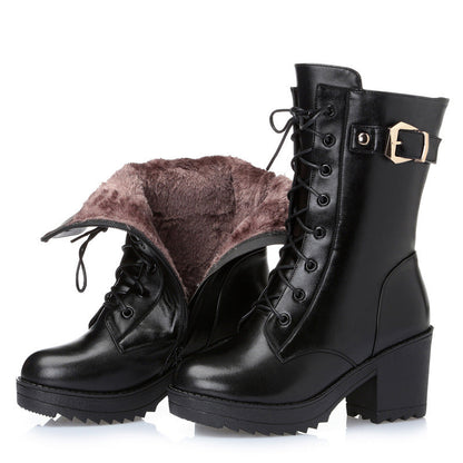 Leather Martin boots women cotton boots Ooho
