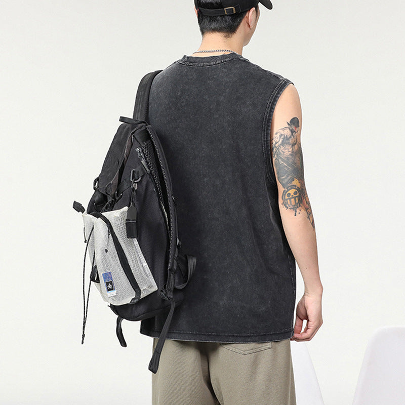 Summer Retro Washed Cotton Tank Top Vest For Men Ooho