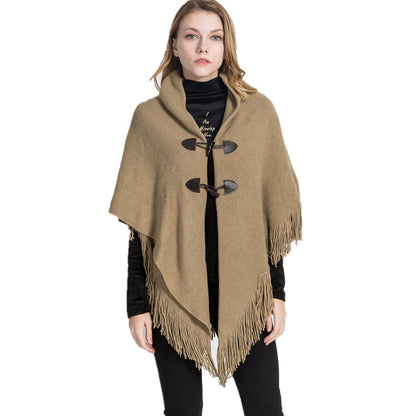 Winter Women's Loose Knitted Kimono Cardigan – Sleeveless Hooded Poncho Shawl Sweater Ooho