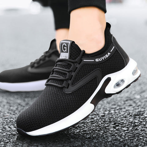 Black Sneakers Men Work Safety Shoes Lightweight Breathable For Gym Travel Work Casual Tennis Running Shoes Ooho