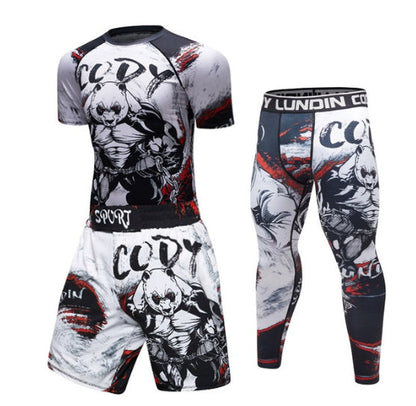 MMA Work Out Compression Rashguard T shirt Men VS PK Exercise 3D Fitness Tights Bodybuild Cross fit Rash Guard Ooho