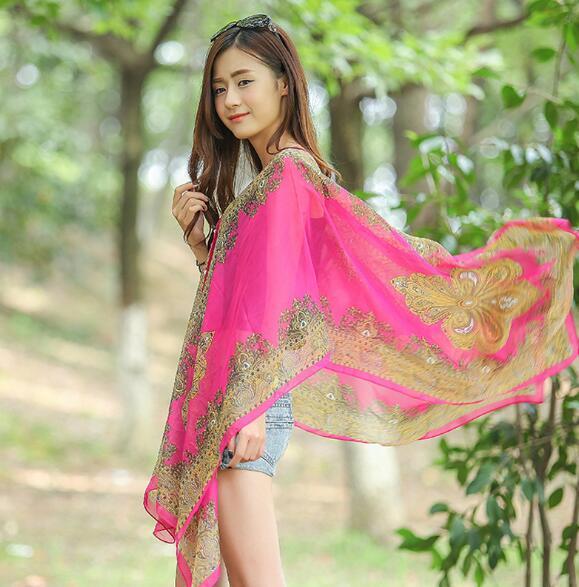 Women's Chiffon Poncho – Lightweight Beachwear Tunic Scarf Shawl Cover-Up Ooho