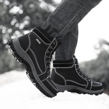 Men Boots Winter Snow Outdoor Ankle Boots For Men Super Warm Boots Leather Non-Slip Work Shoes Ooho
