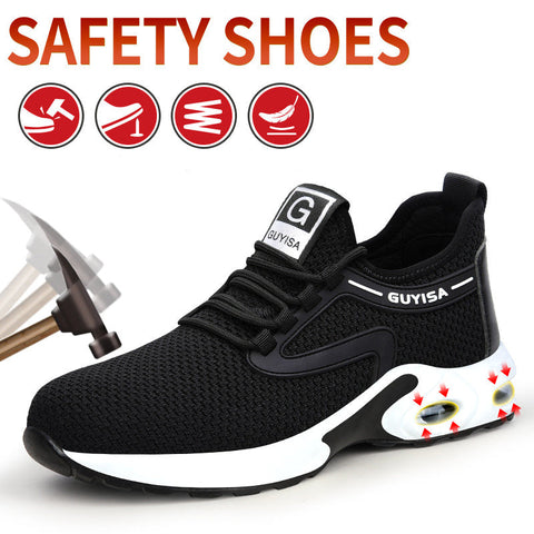 Black Sneakers Men Work Safety Shoes Lightweight Breathable For Gym Travel Work Casual Tennis Running Shoes Ooho